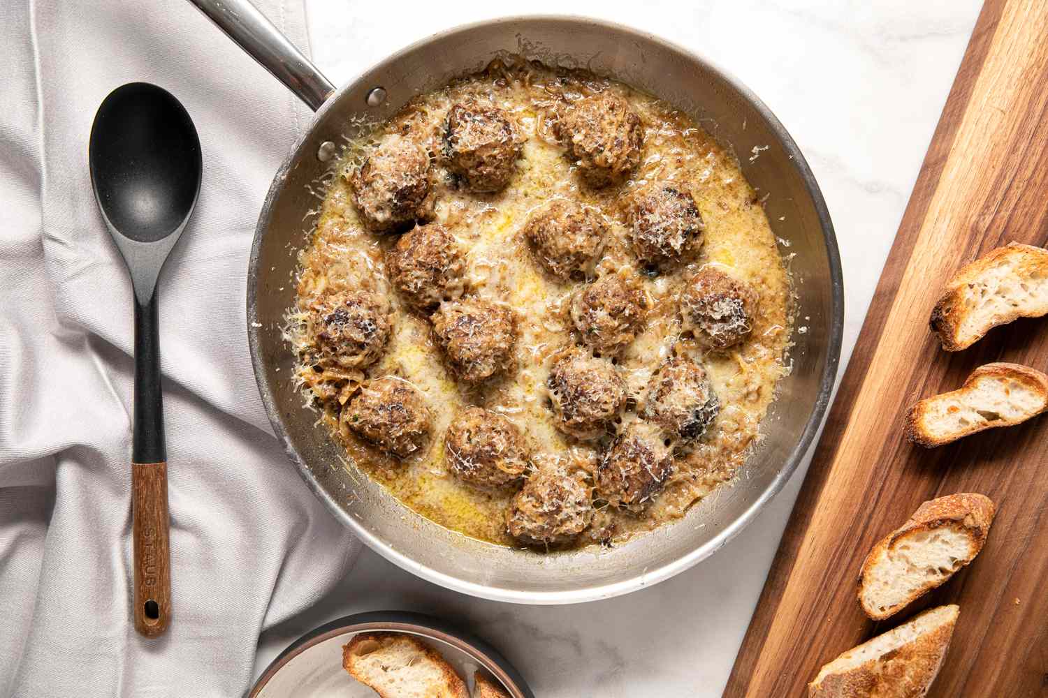 French Onion Meatballs in a Pan