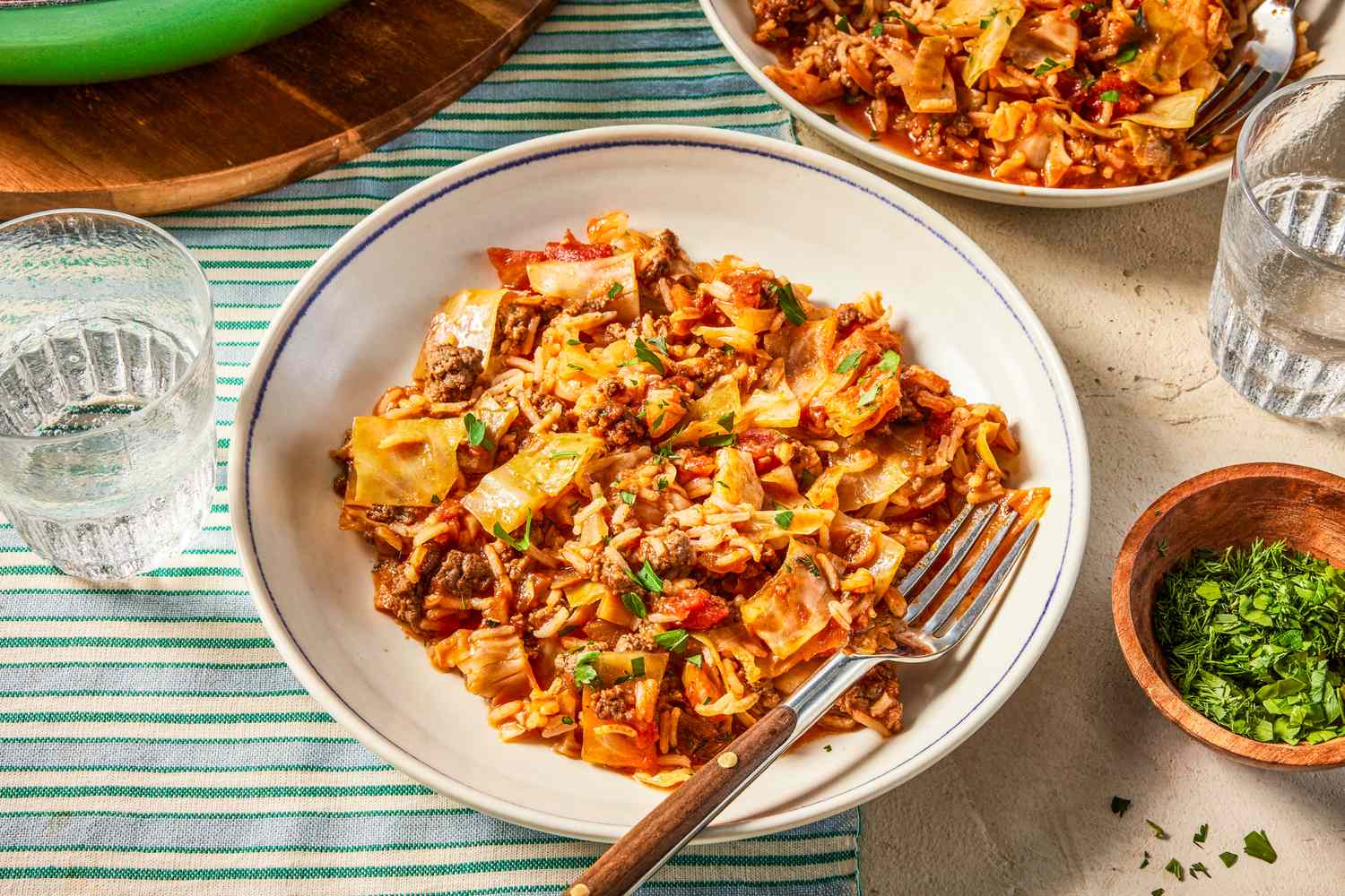 unstuffed cabbage rolls served on a plate