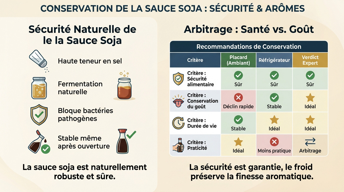 Conservation optimale de la sauce soja en bouteille verre