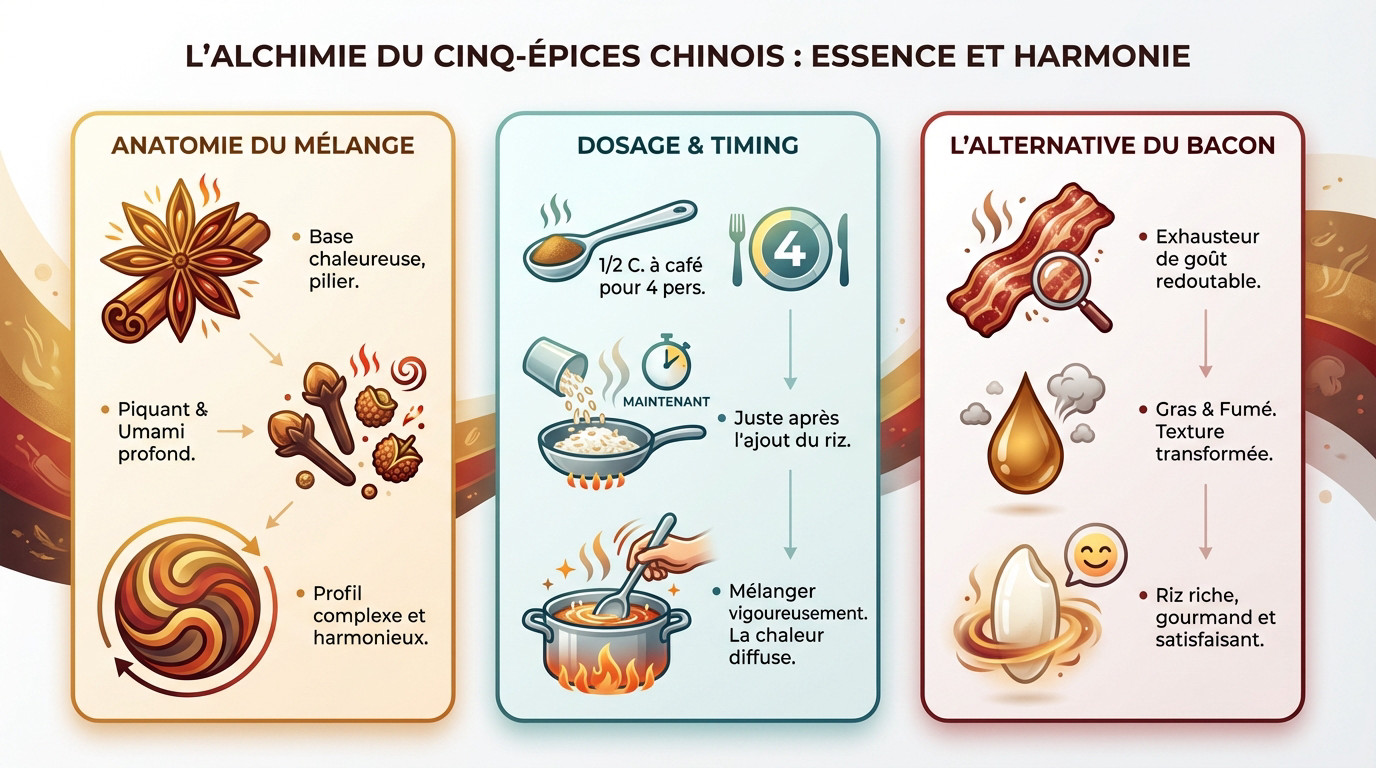 Mélange de cinq épices chinoises pour sublimer le riz frit