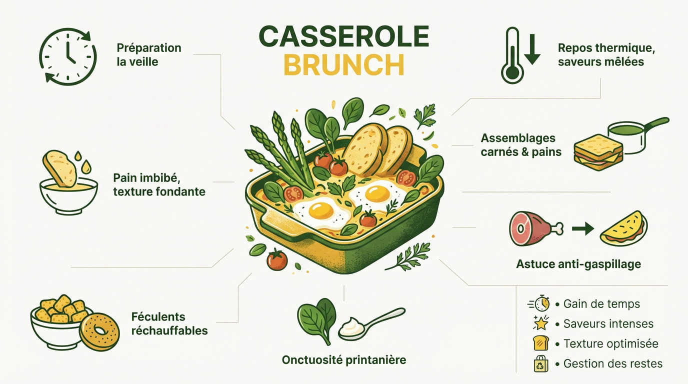 Infographie technique sur la préparation des casseroles de brunch