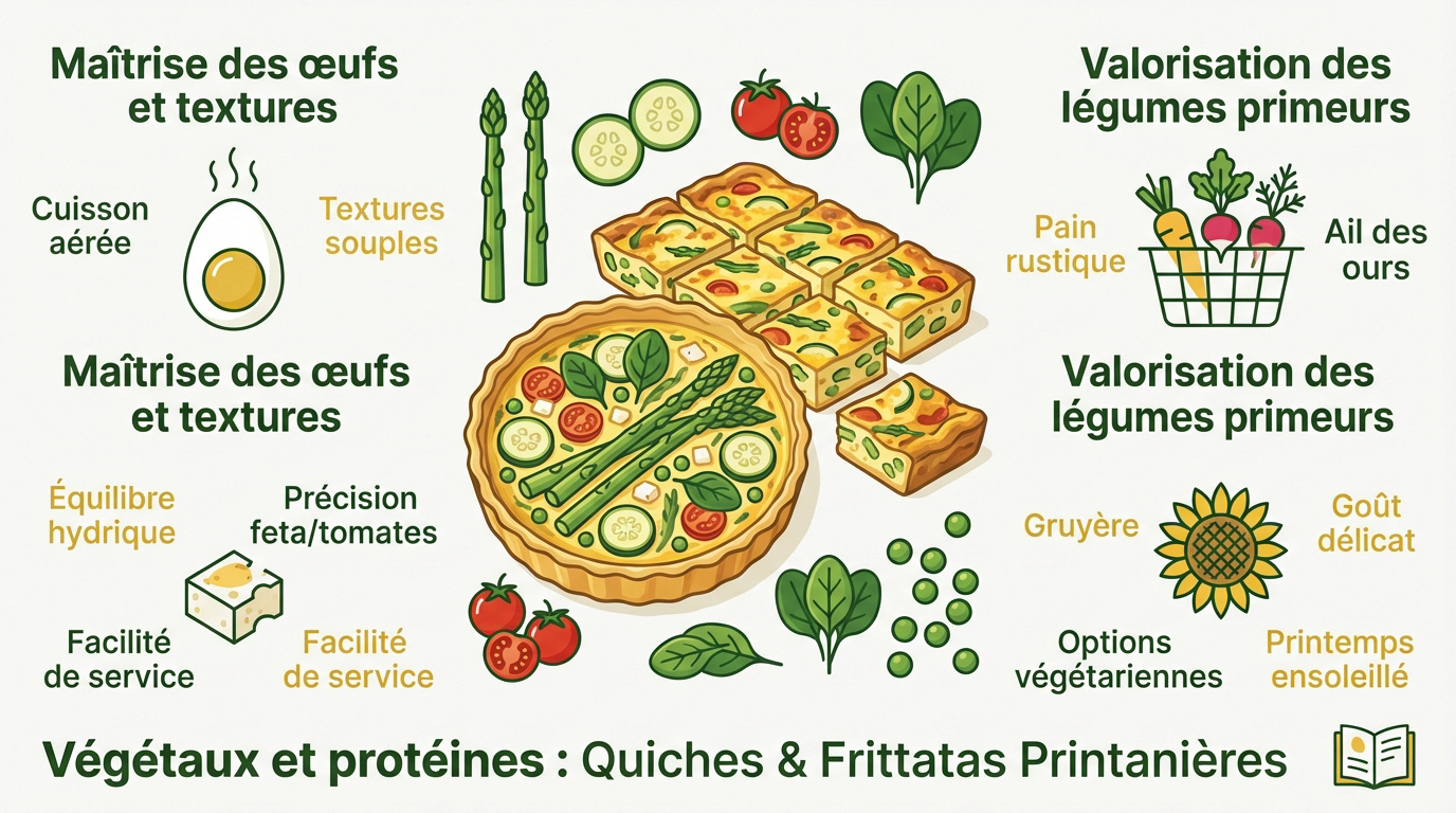 Sélection de quiches et frittatas printanières aux légumes de saison