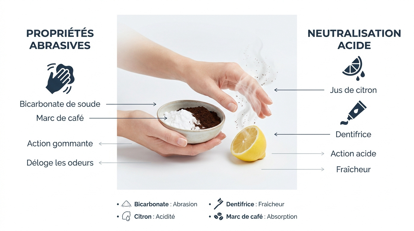 Solutions naturelles et abrasives pour la désodorisation des mains après manipulation de l'ail
