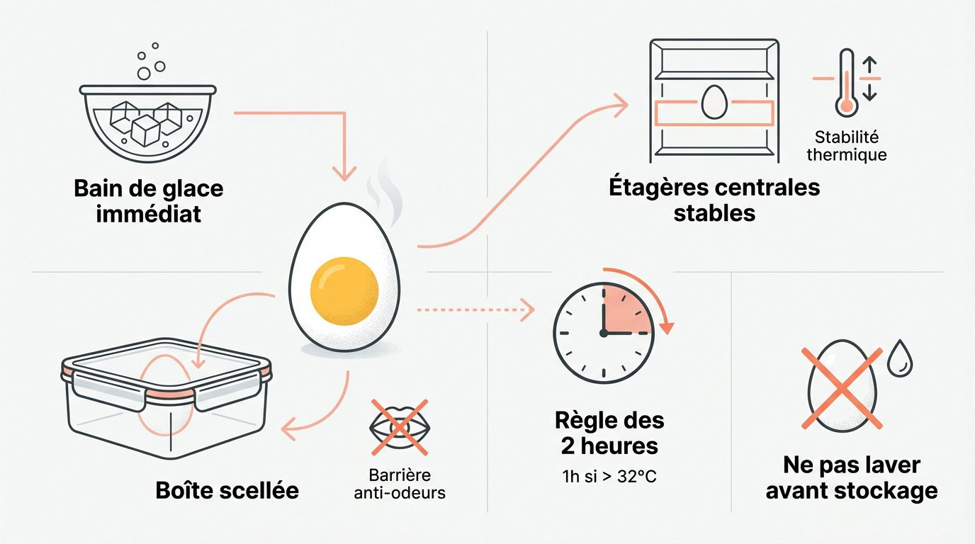 Stockage optimal des œufs durs dans un réfrigérateur pour maintenir la chaîne du froid