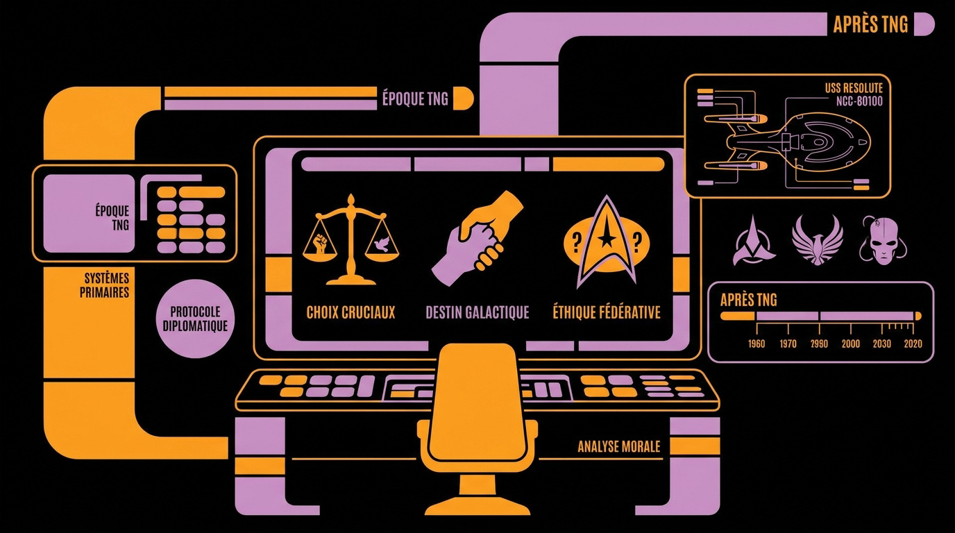 Interface LCARS de Star Trek Resurgence affichant des choix narratifs cruciaux