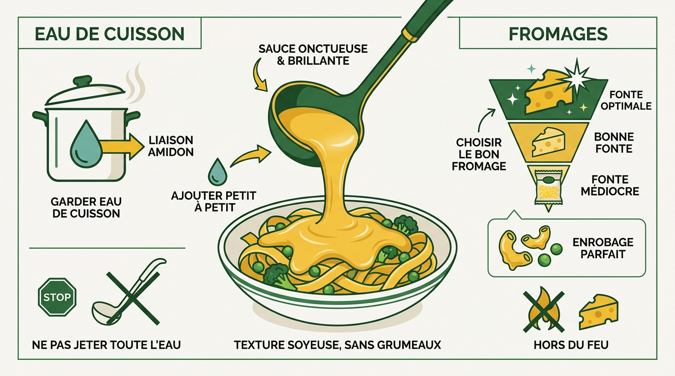 Infographie sur la réussite d'une sauce au fromage