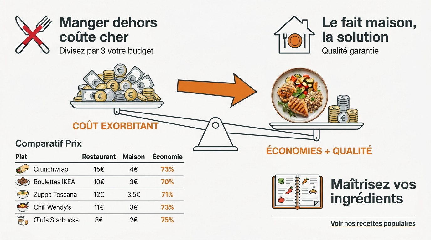 Comparaison budgétaire entre repas au restaurant et cuisine faite maison