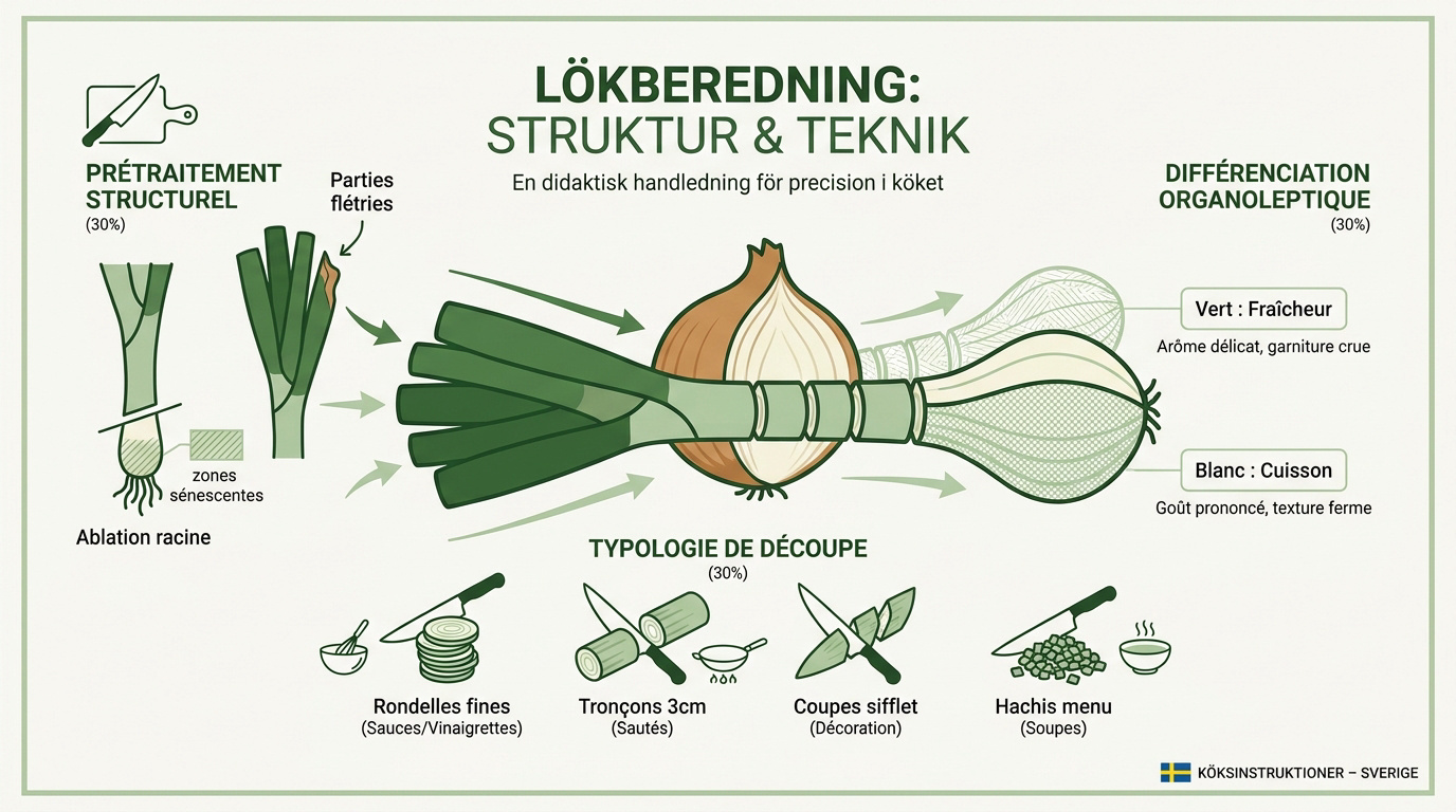 Technique de découpe et segmentation structurelle des oignons verts sur planche de travail