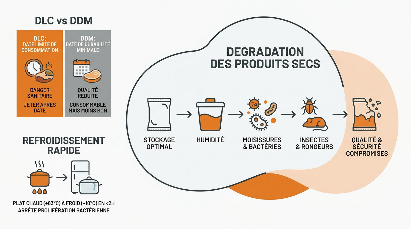 Organisation rigoureuse du stockage alimentaire et ustensiles de cuisine