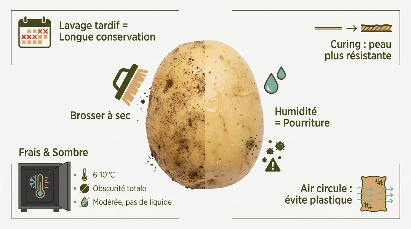 Stockage optimal des pommes de terre en milieu sombre et aéré