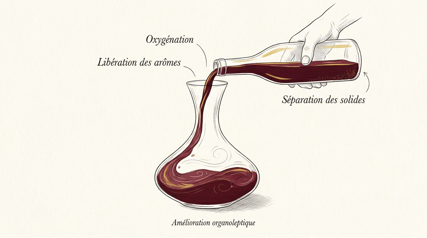 Processus technique de décantation du vin pour séparation des sédiments