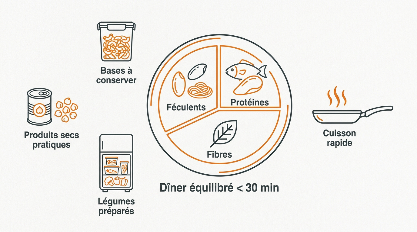 Organisation de repas familiaux sains et rapides avec protéines et légumes
