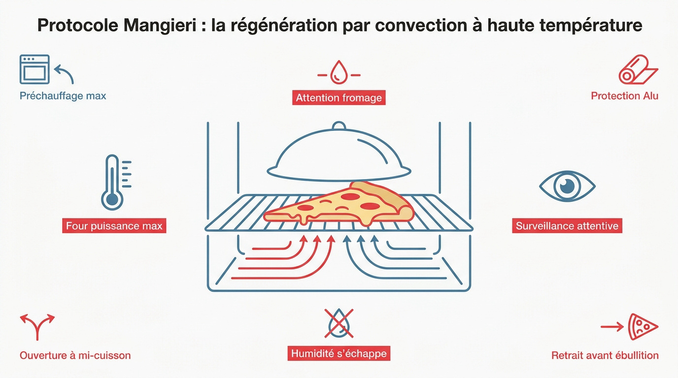 Réchauffage optimal d'une pizza napolitaine selon le protocole Mangieri