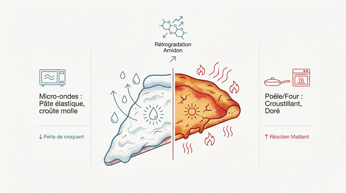 Comparaison technique du réchauffage de pizza entre micro-ondes et méthodes thermiques sèches