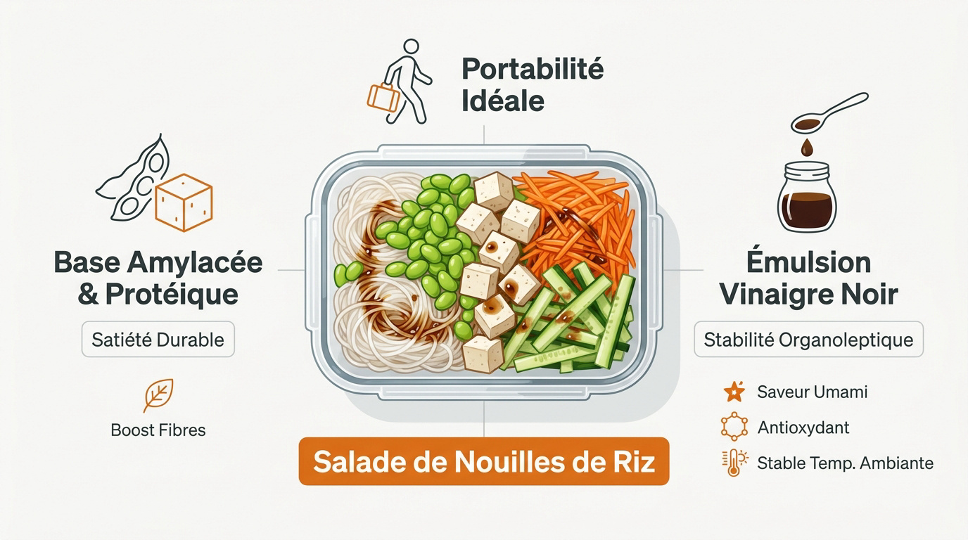 Salade de nouilles de riz au tofu et légumes croquants