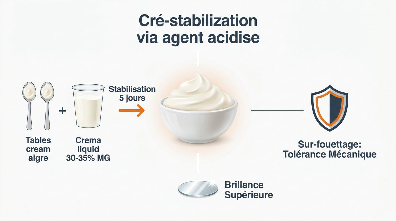 Analyse de la structure moléculaire d'une crème fouettée stabilisée par agent acide