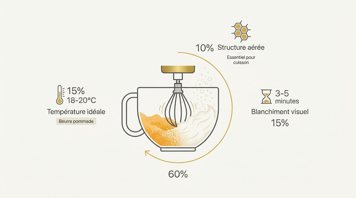 Mélange de beurre et de sucre parfaitement blanchi