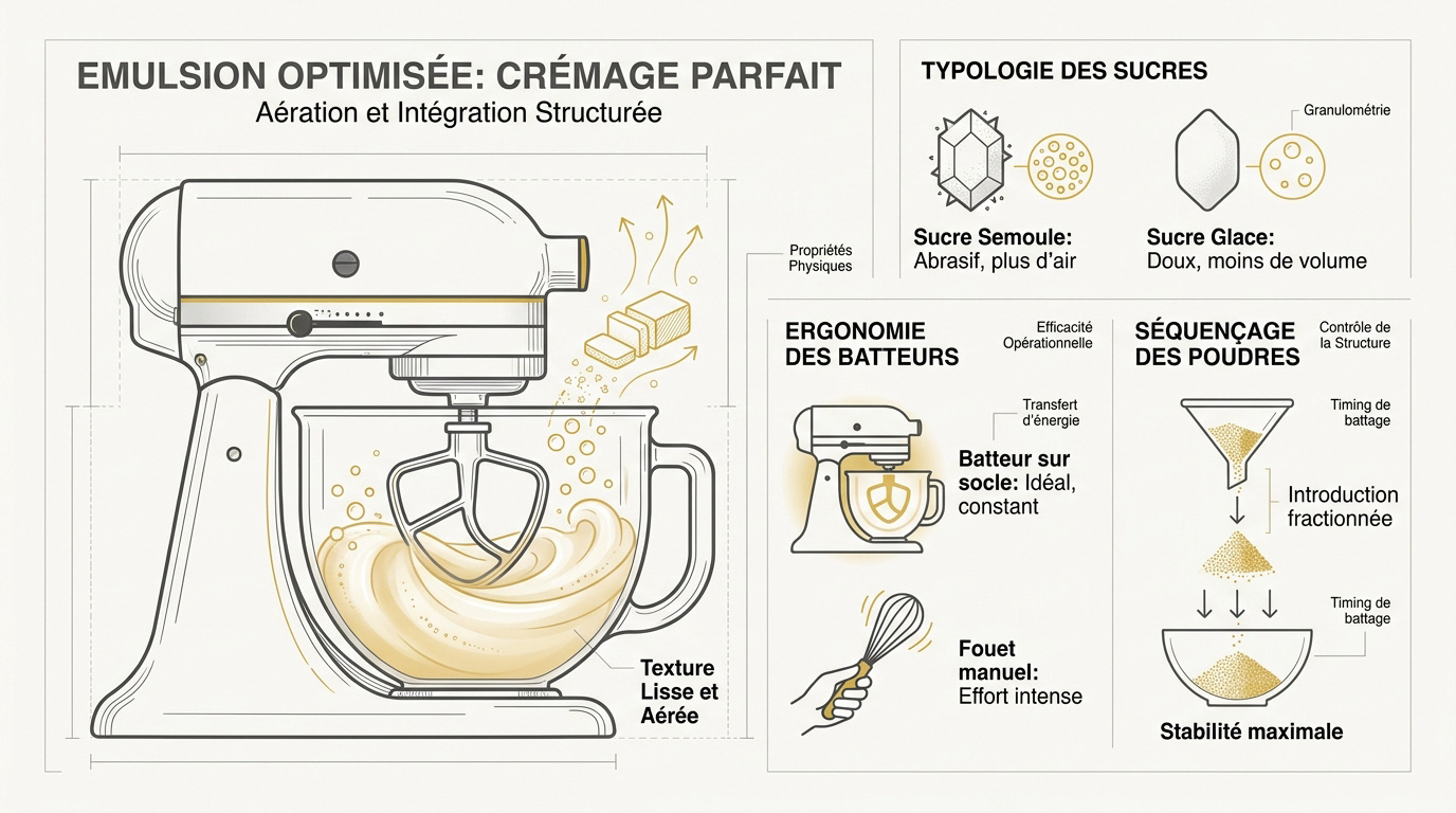 Technique de crémage du beurre et du sucre avec un batteur électrique pour une texture aérée