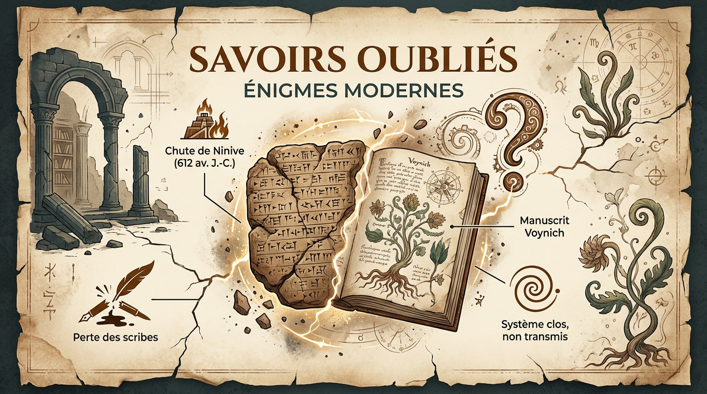 Représentation symbolique de manuscrits anciens et de mécanismes antiques non déchiffrés
